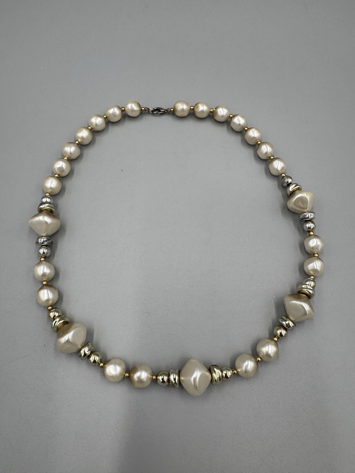 Cream Colored Beaded Faux Pearl Necklace 7” Round