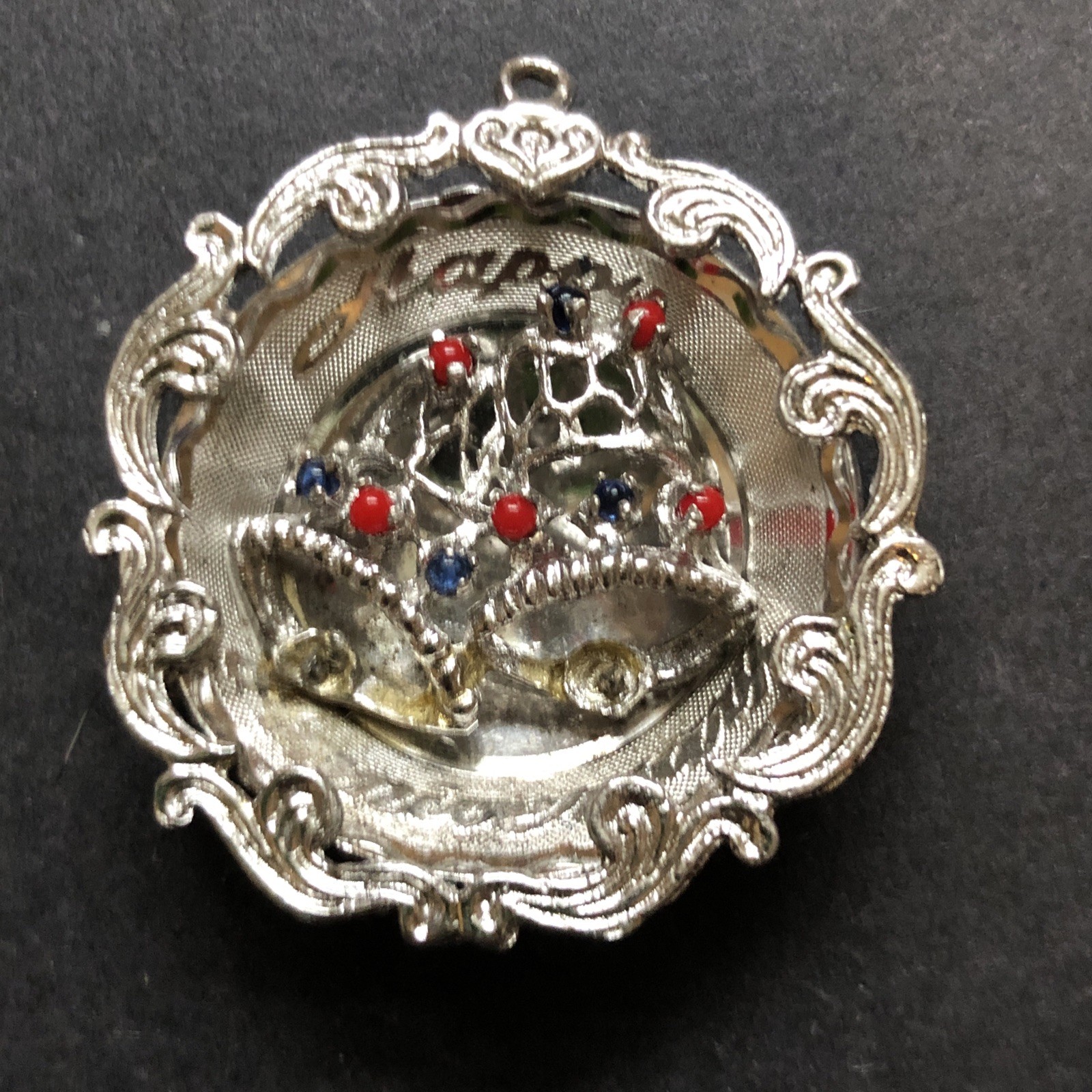STERLING SILVER 925 Lot Pendant Necklace T9 Elco Happy Anniversary Needlepoint