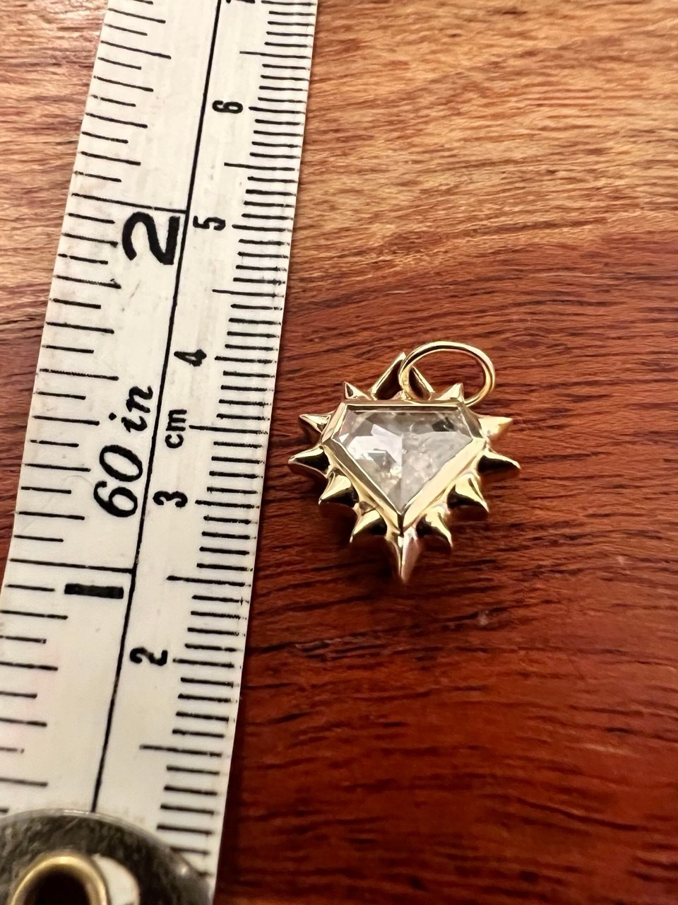 solid 14k gold shield pendant/bail feat rosecut shield icy diamond