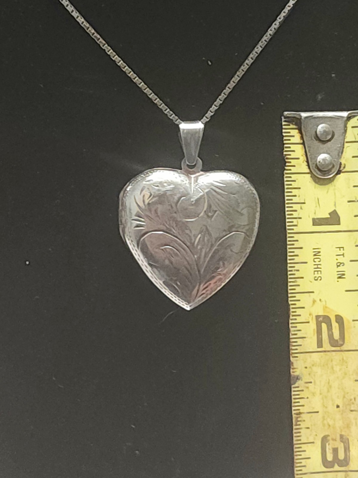 Vtg 925 THAI Sterling Silver Puffy Heart Locket Necklace 23.5” Box Chain 15.2g