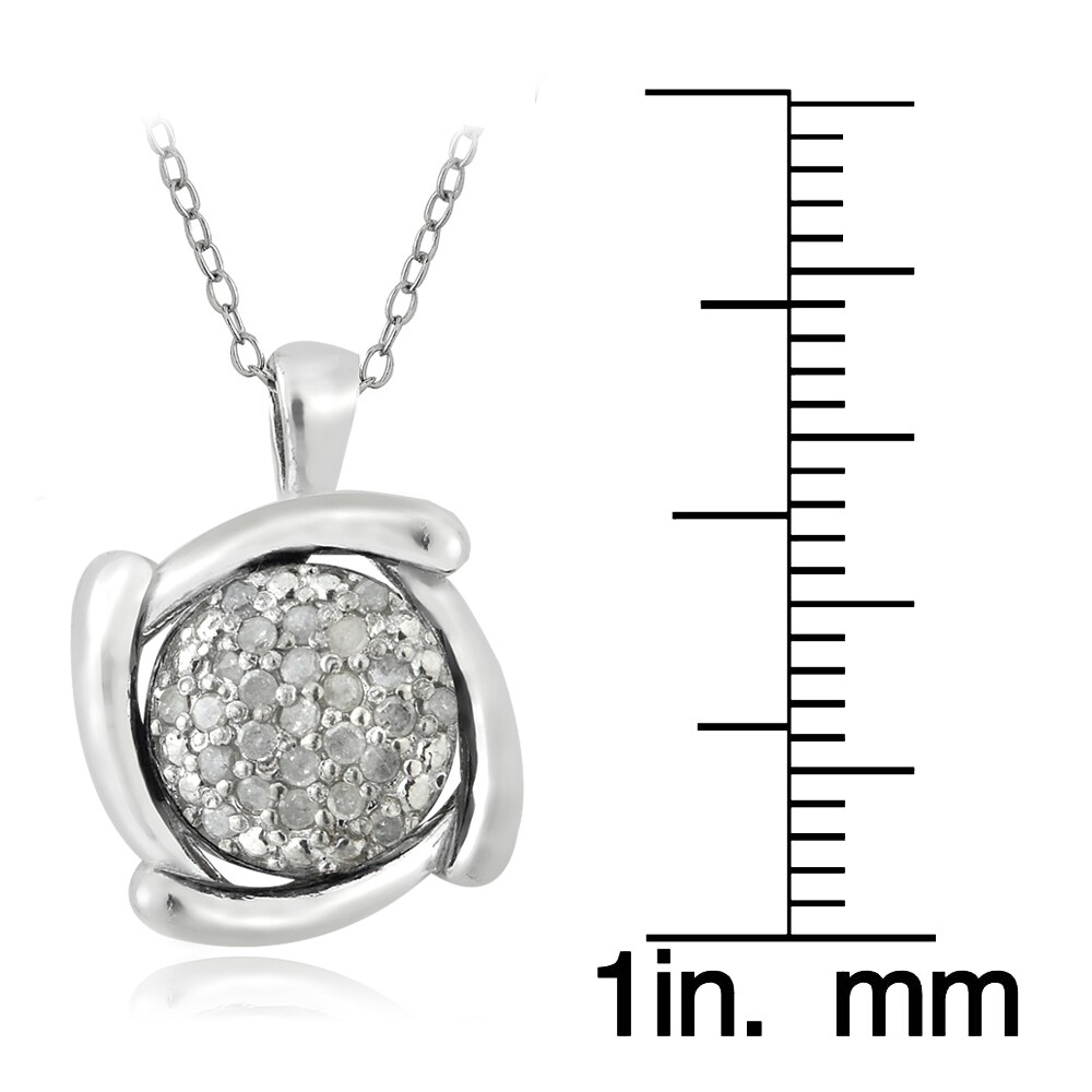 925 Sterling Silver 1/4ct Diamond Round Swirl Necklace, 18″