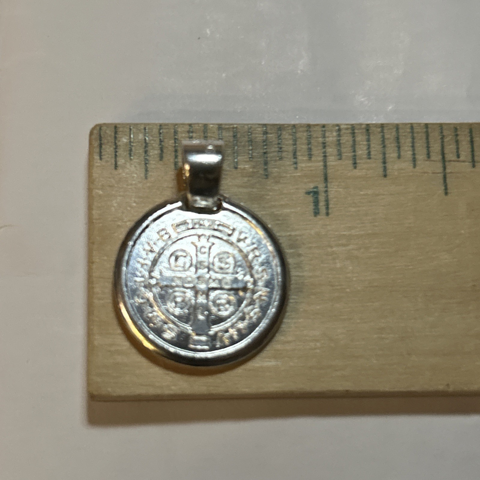 925 Sterling Silver Saint Benedict Medal Round Pendant 2 Sided Prayers NEW Solid