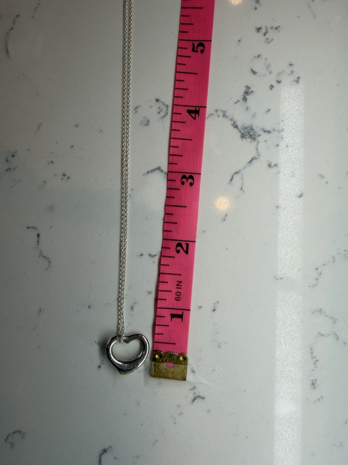 Tiffany & Co. Elsa Peretti 16mm Open Heart Pendant Necklace Sterling Silver 18″
