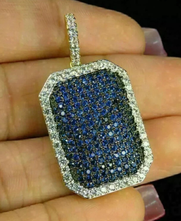 3Ct Round Cut Simulated Sapphire Women’s Pendant Necklace 14K Yellow Gold Plated