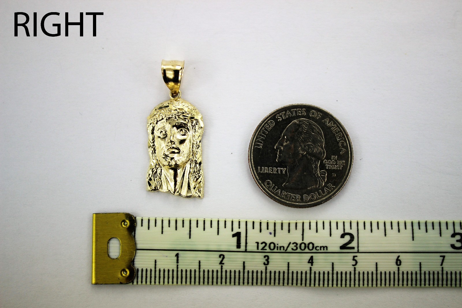 10K Yellow Gold Jesus Face Pendant Charm Diamond Cut 5 Sizes