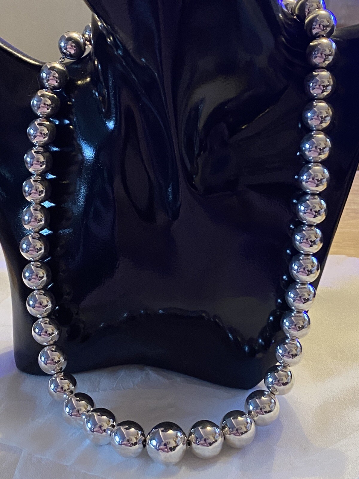 Designer Inspired Sterling Silver Bead Necklace 57.90gms (20.5in)