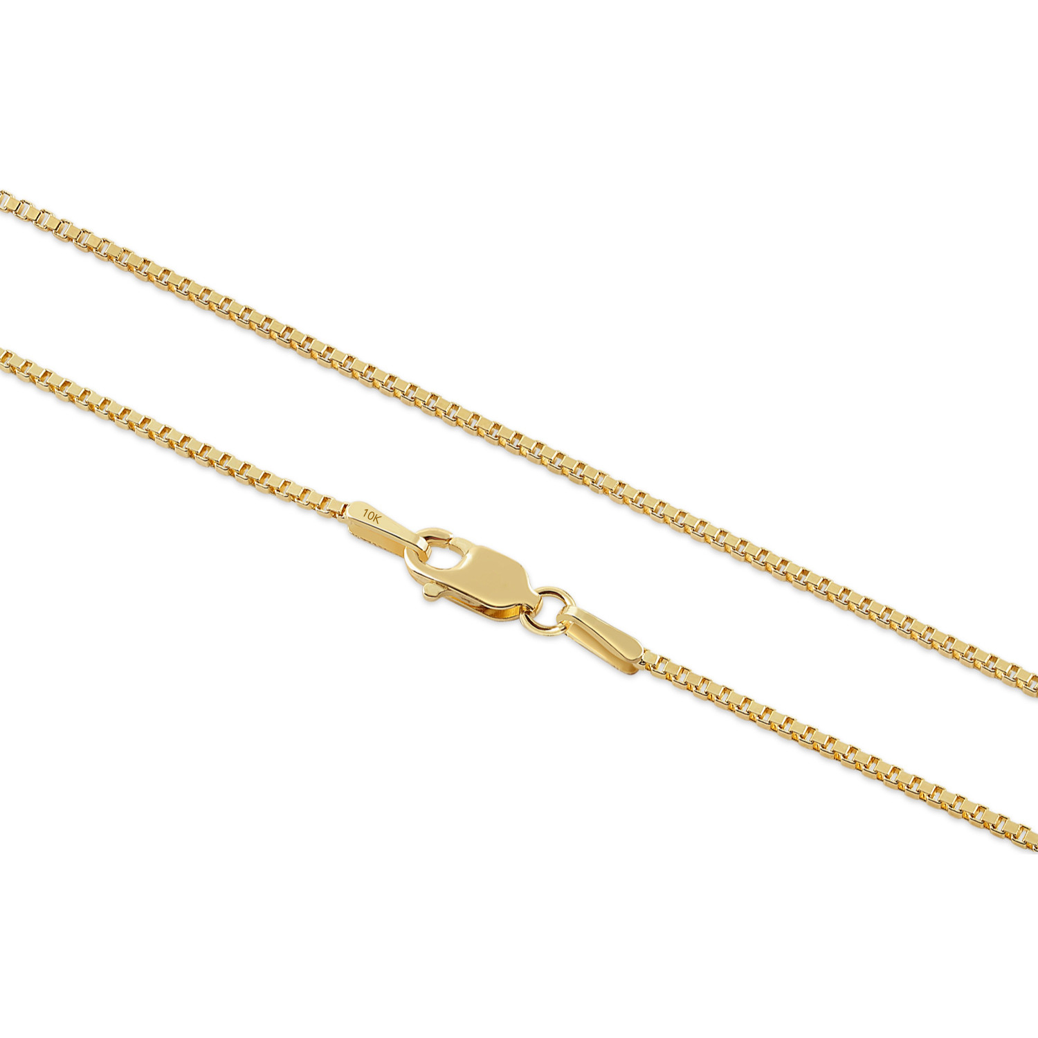 10K Real Solid Yellow Gold 1mm Thin Dainty Box Chain Italian Necklace 16″-18″