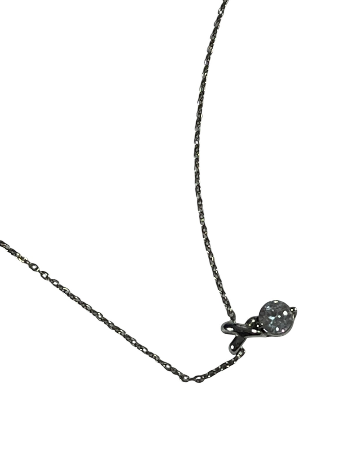 Solitaire Pendant Necklace Clear Stone Link Chain Spring Ring Clasp Jewelry