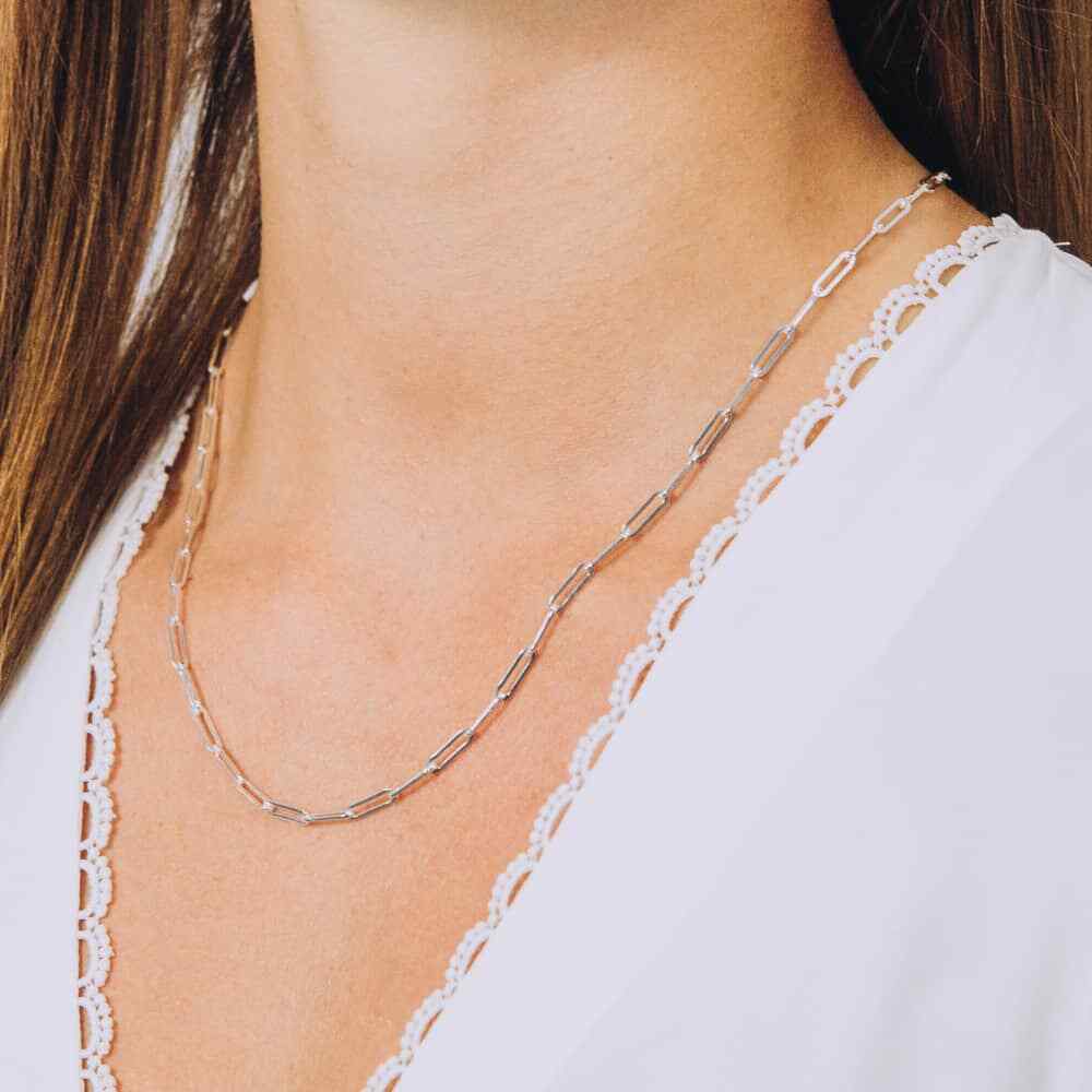 3MM Solid 925 Sterling Silver Italian Paperclip Rolo Chain Necklace Italy 7″-30″