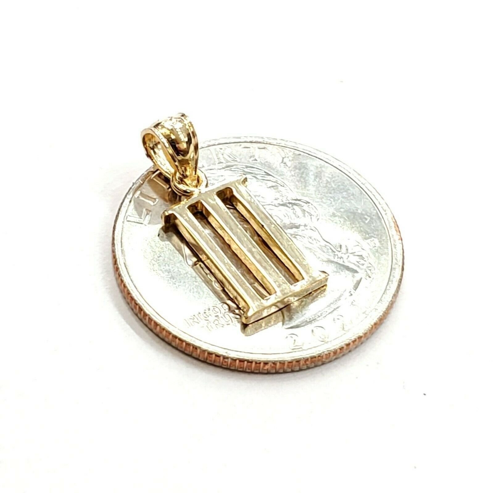 New 14KT Yellow Gold Solid Roman number 3 Pendant charm gift Fine Jewelry 1.3g