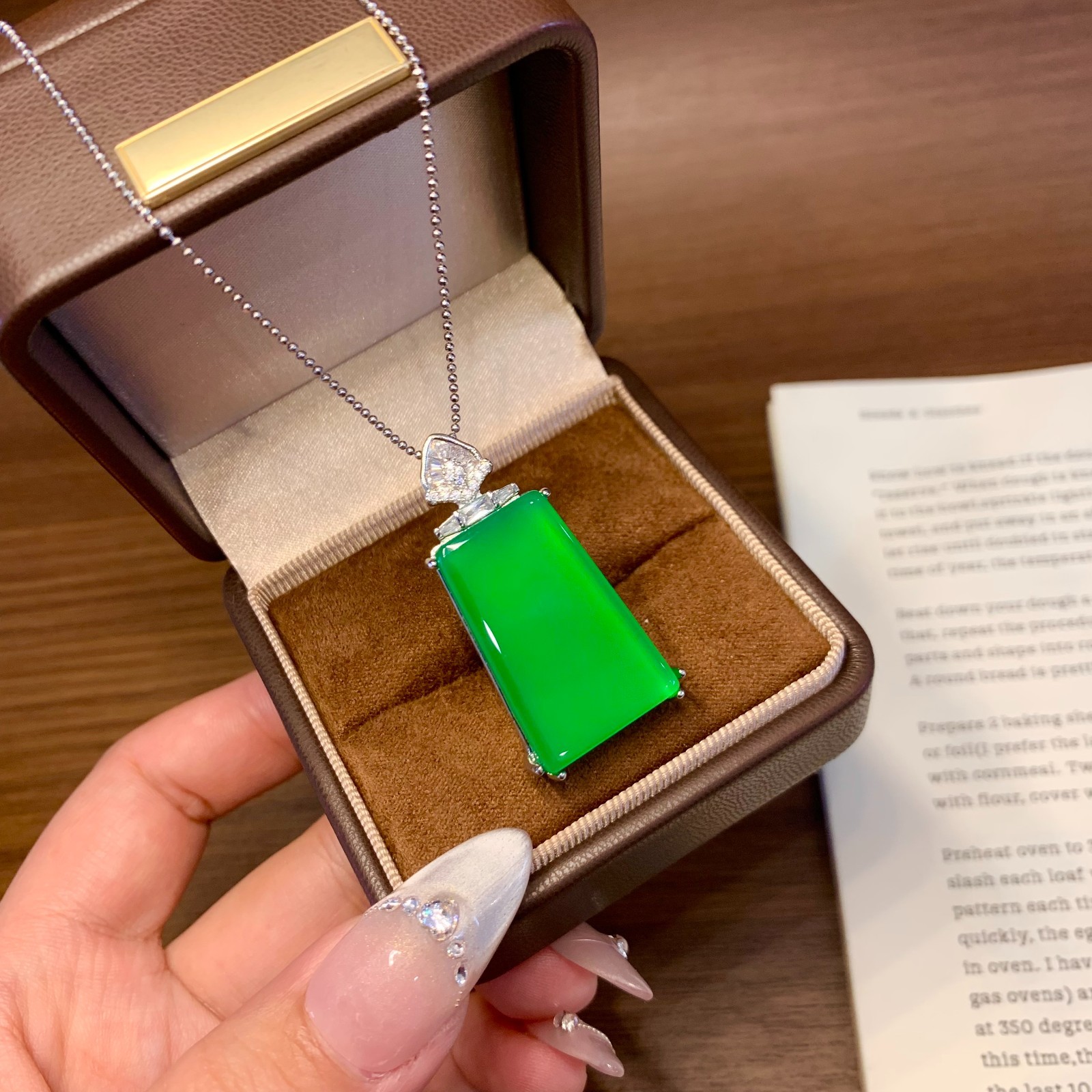 Certificate Natural Agate/ Chalcedony light green PingAn Lucky Pendant 无事牌
