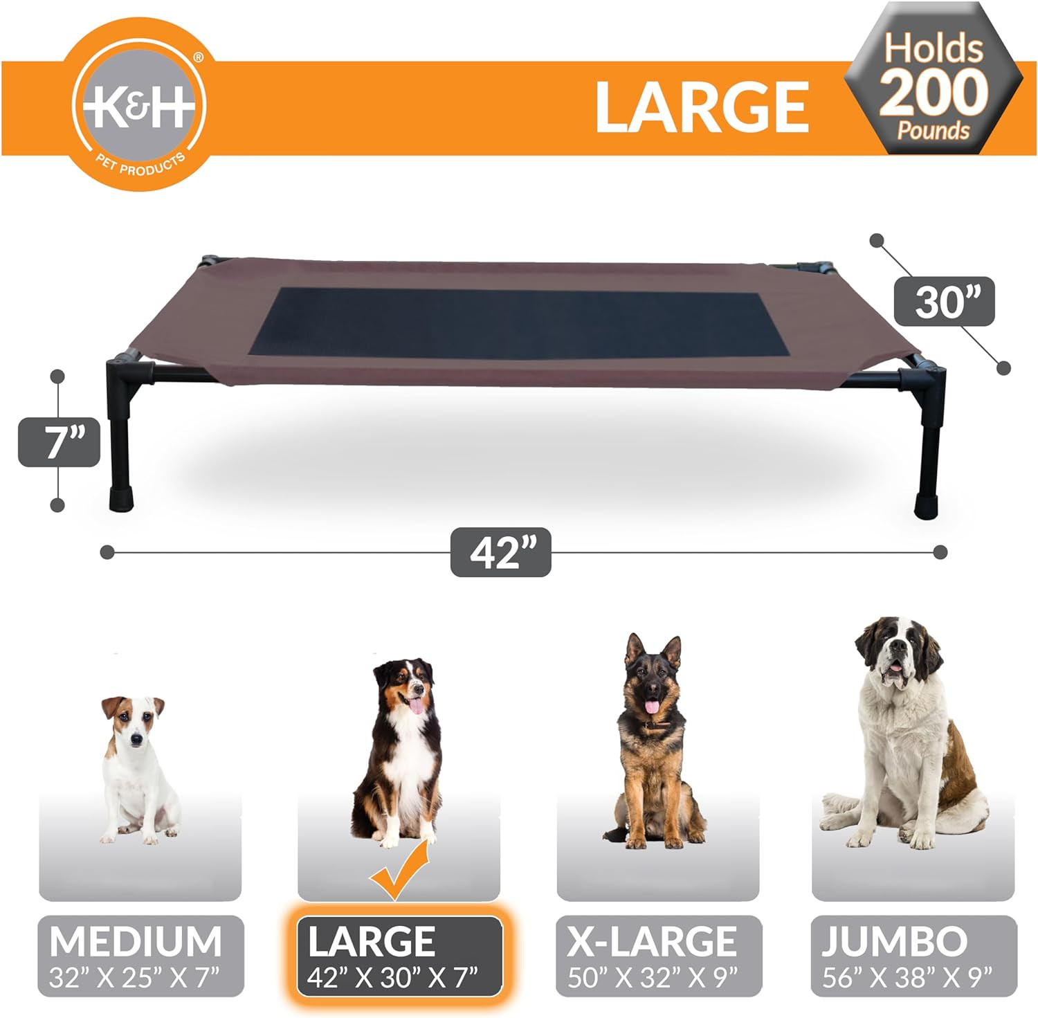 Outdoor Elevated Dog Cot, Breathable Cooling Elevated Cot Hammock Pet Bed for La