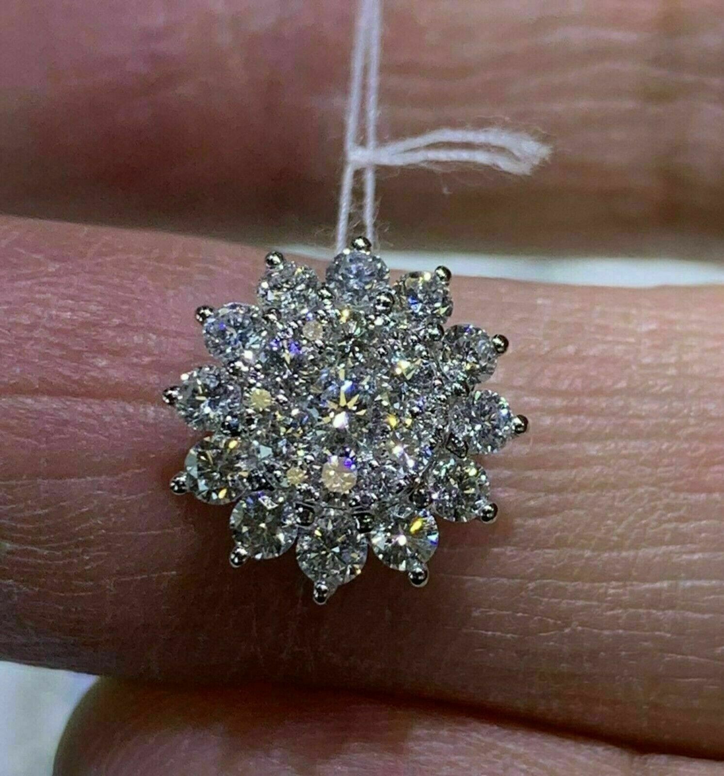 2.26 Ct Round Cut Created VVS1/D Diamond Pendant 14K White Gold Finish Necklace