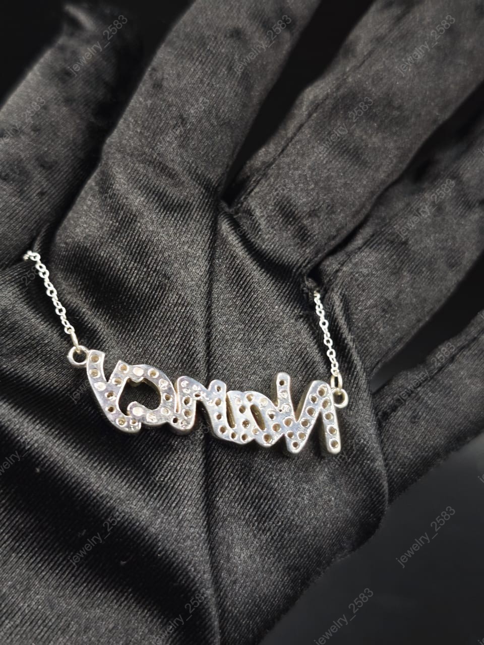 CHRISTMAS GIFT Womens Certified Natural Diamond Engraving Pendant 18″ Chain 925S