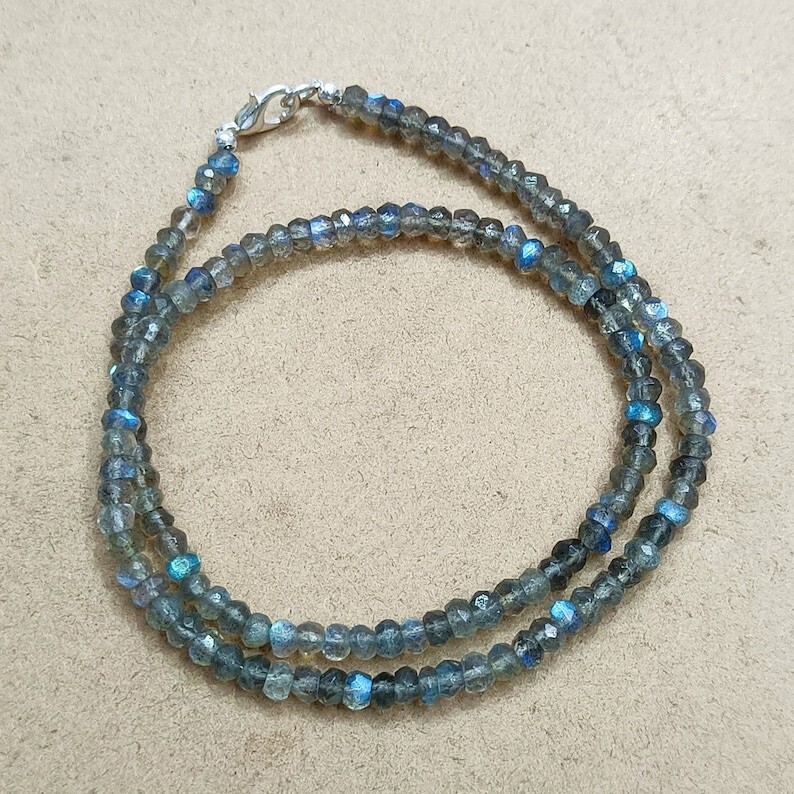 Labradorite Faceted Rondelle 4MM Gemstone Beads 4 Necklaces For Buyer