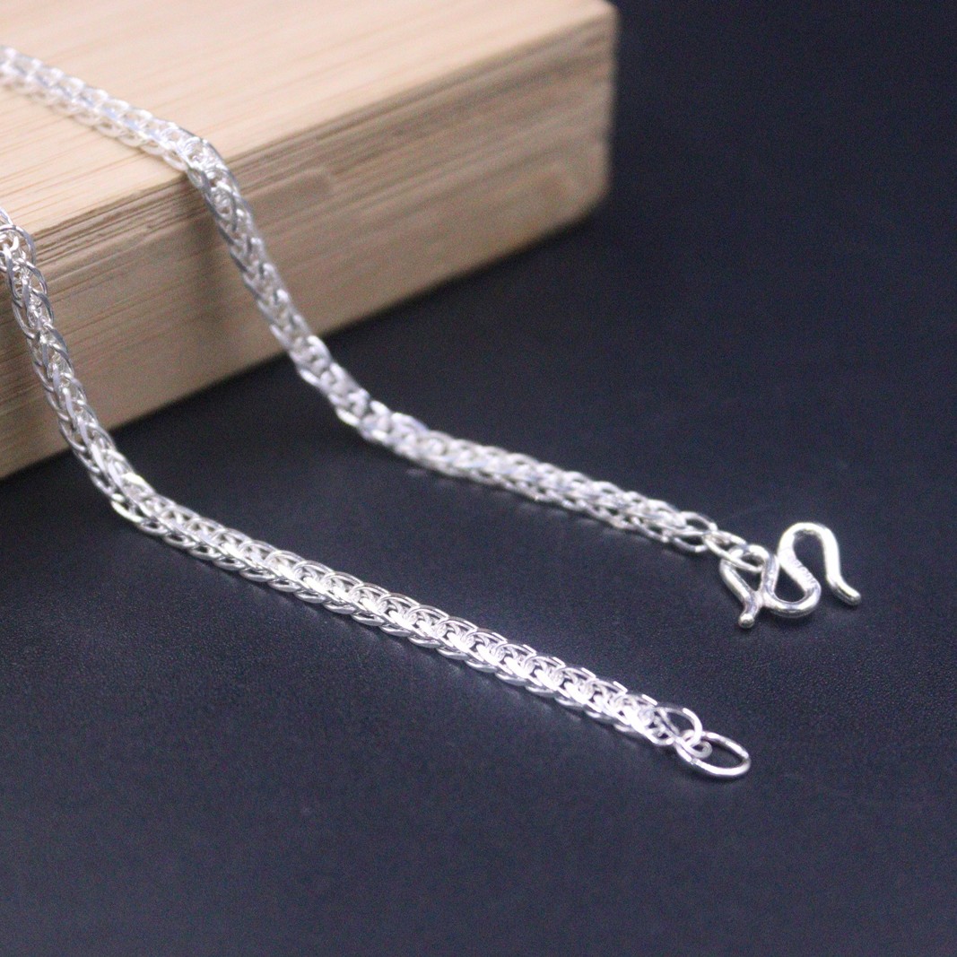 Pure Silver 999 Necklace For Women 2mm Width Wheat Link 20inch Length Chain