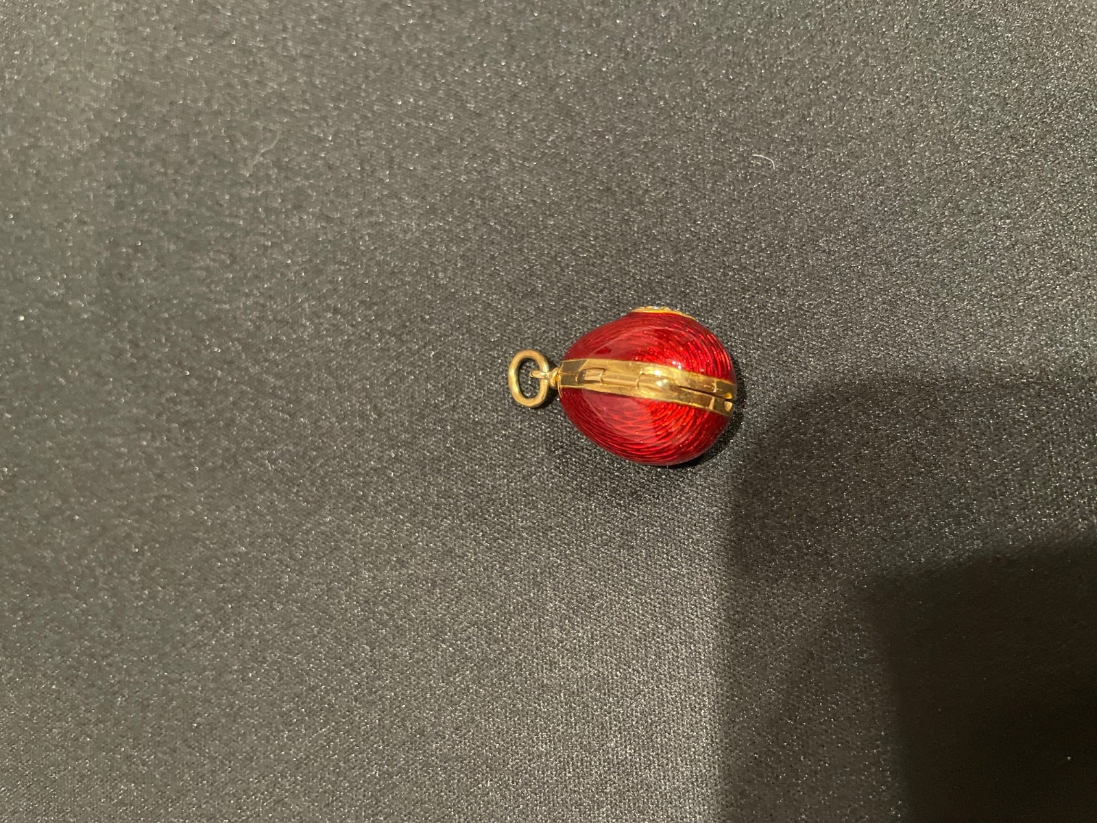 RARE FABERGE MINI EGG PENDANT 18K GOLD & DIAMOND HEART RED ENAMEL #/ED 200 PIECE