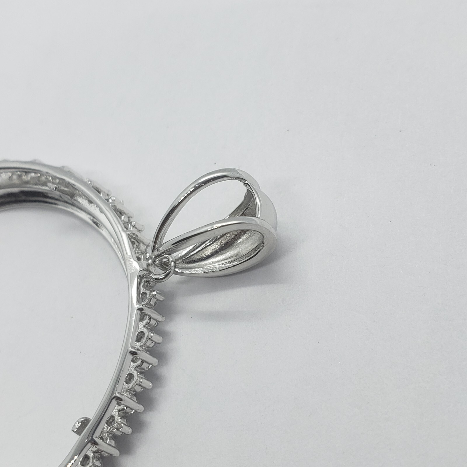 Sterling Silver Cubic Zirconia Silver Dollar Bezel CZ Halo 38 mm Mexican Olympic