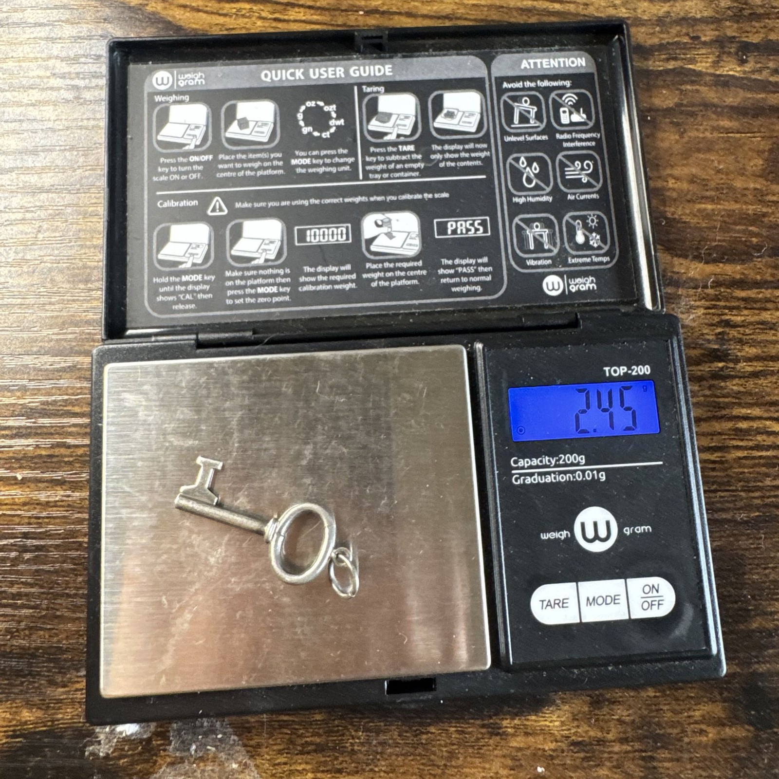 Solid Sterling Silver 925 Skeleton Key Design Pendant Size 1.75″ Length