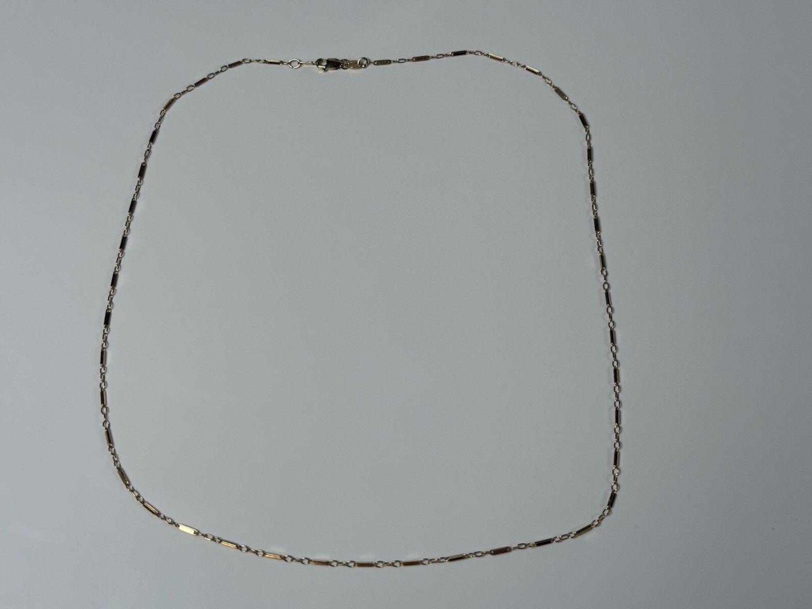 Solid 14K Yellow Gold Bar Link Chain Necklace 17” 1mm Royal Chain Inc
