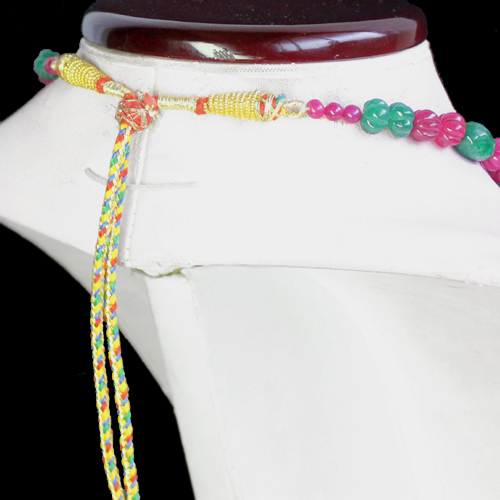 MARVELLOUS SUPERB 312.00 CTS EARTH MINED RUBY & EMERALD BEADS NECKLACE STRAND