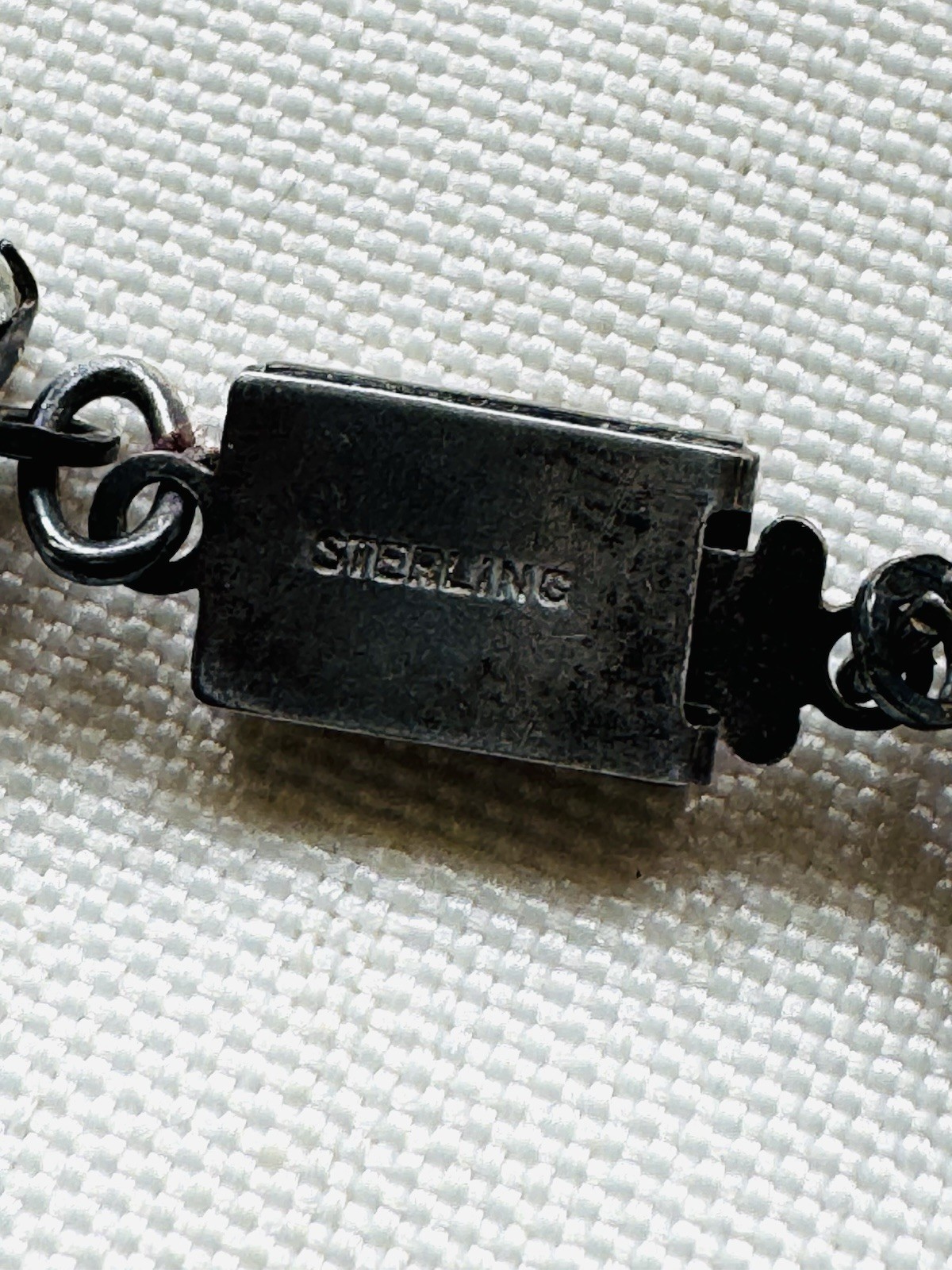 Vintage Necklace MARKED “STERLING” Box Clasp Rhinestone Jewelry Riviere