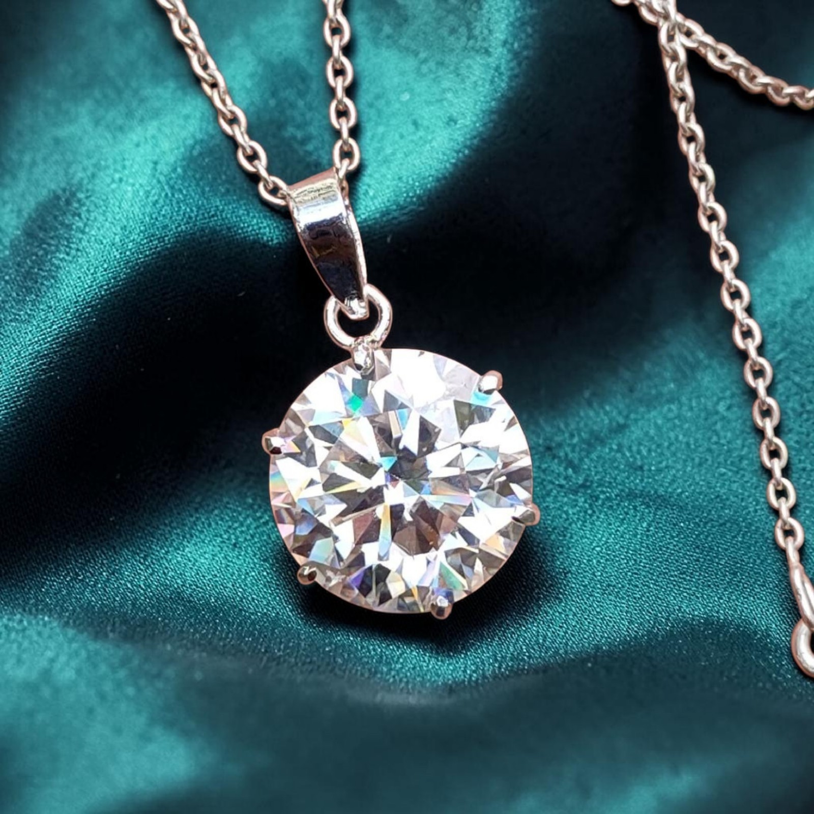 7Ct Round Large IGI Lab-Grown F/VS1 White Diamond Solitaire Pendant 18″ 14k Gold