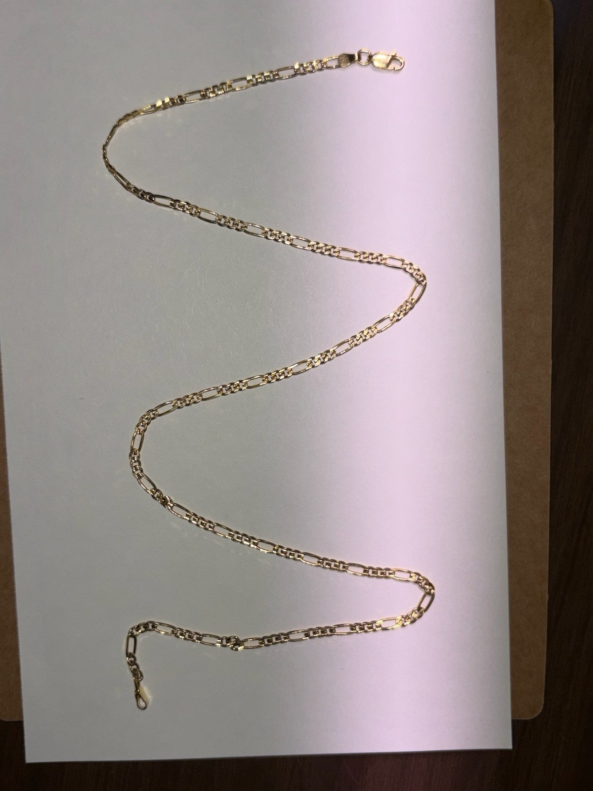 10k Yellow Gold 417 Figaro Chain Necklace with Lobster Clasp- 20 inches, 7.5 g