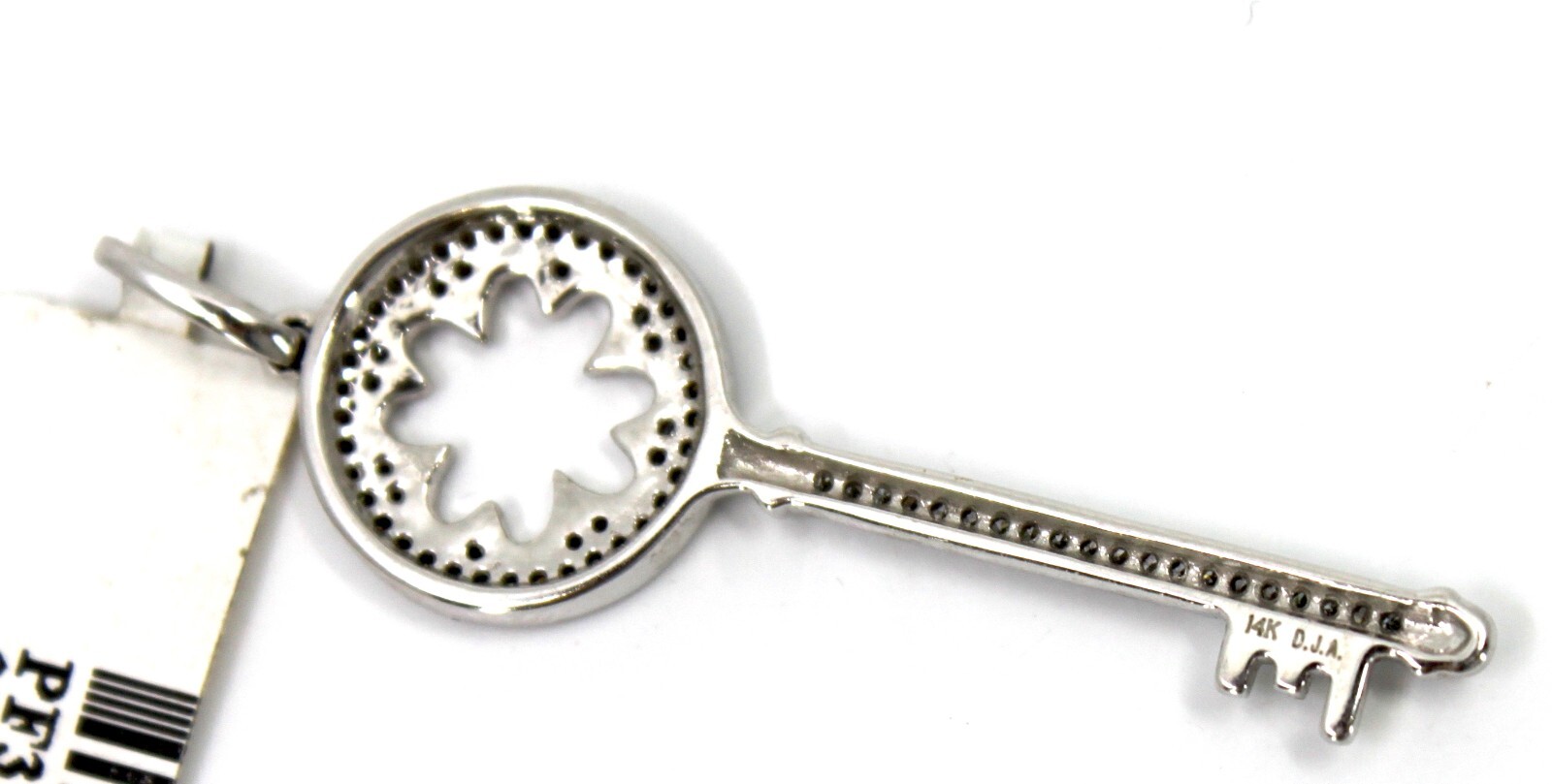 Diamond Key Pendant in 14k Solid White Gold Sign D.J.A