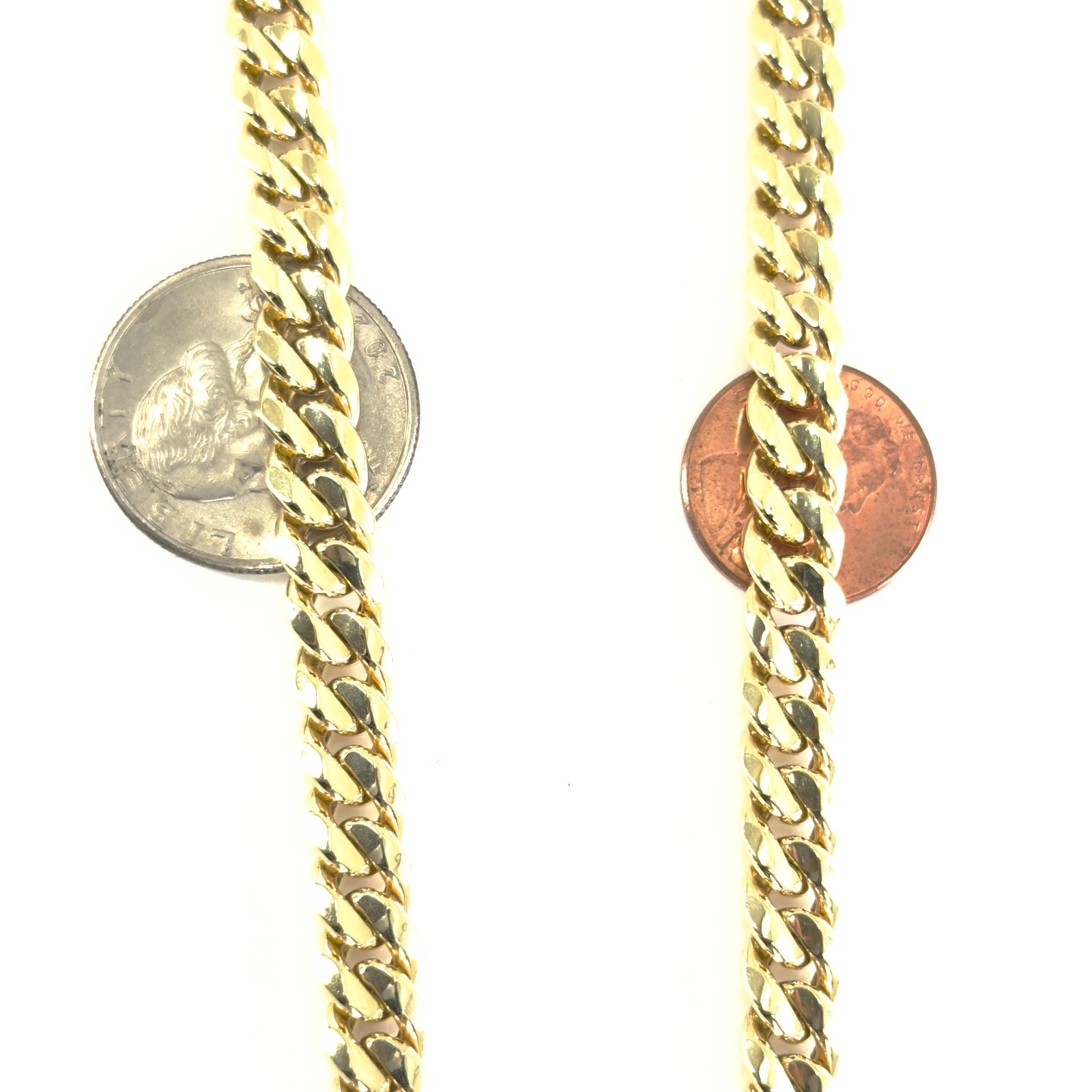 Real 14K Yellow Gold Cuban Link Chain 7.5mm 24 inch Mens Necklace Hollow