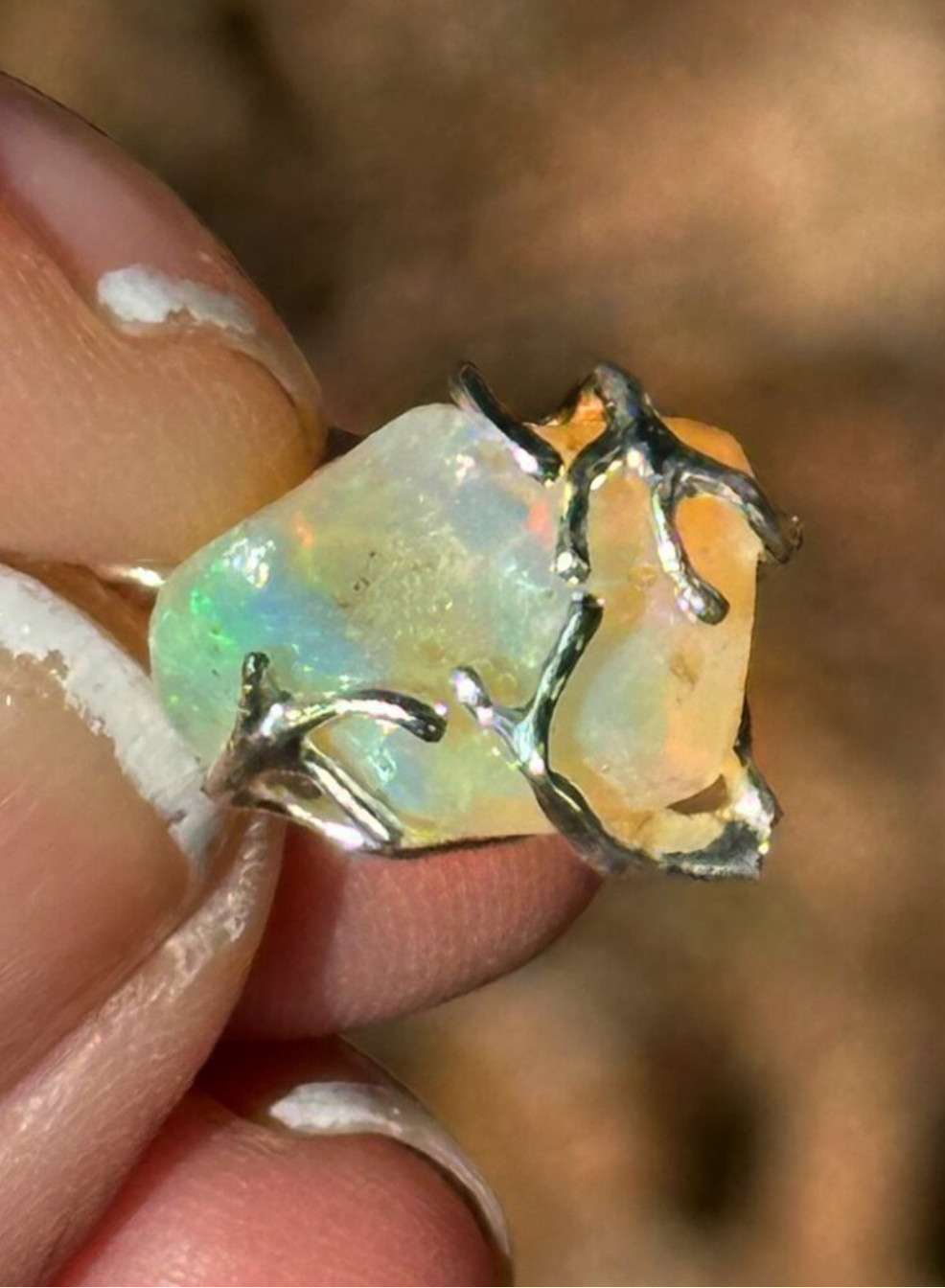Angel Opal Sparkler Silver Necklace