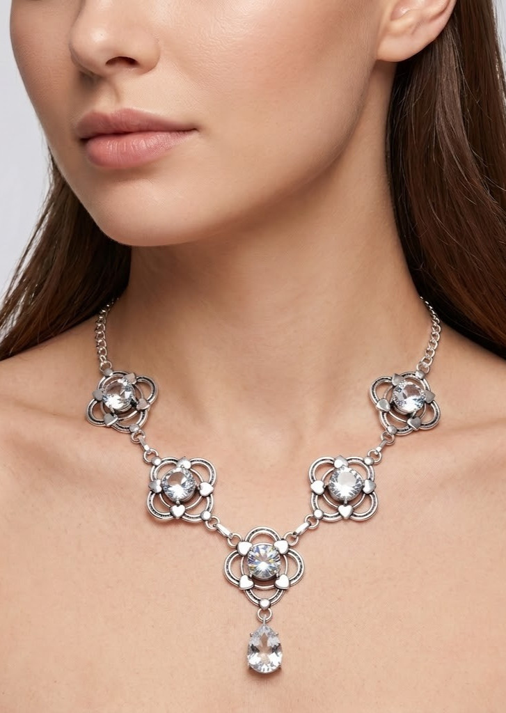 White Topaz Gemstone 925 Sterling Silver Jewelry Necklace Size-17-18″