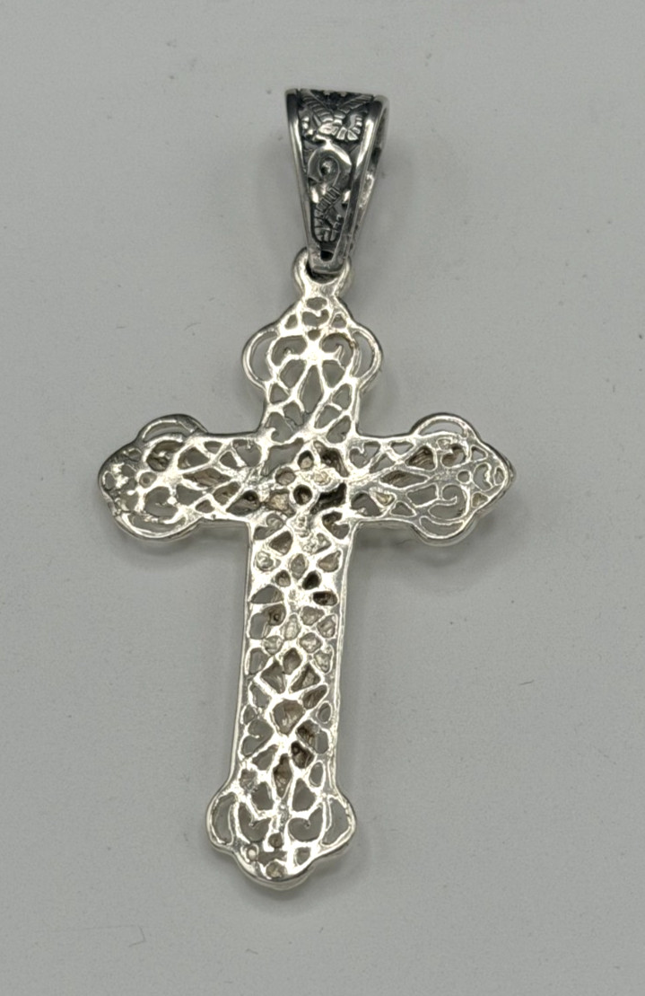 AGI Italy 925 Sterling Silver Crucifix Cross Pendant Religious 2.5″ 6.7g