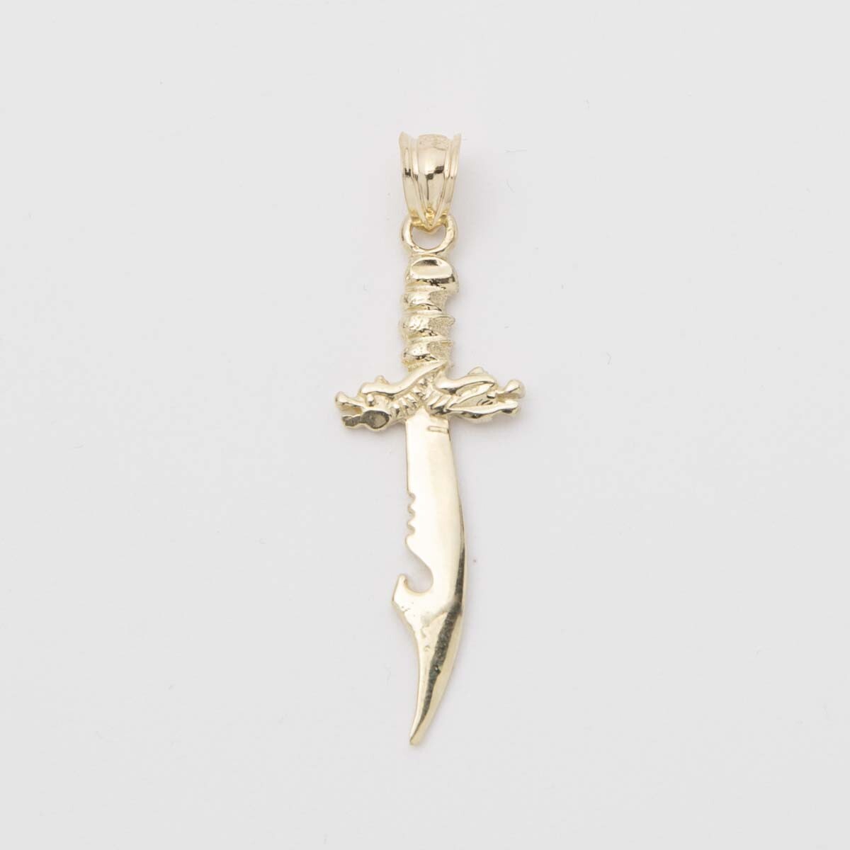 1 1/2″ Shiny Sword Dragger Pendant Real 10K Yellow Gold