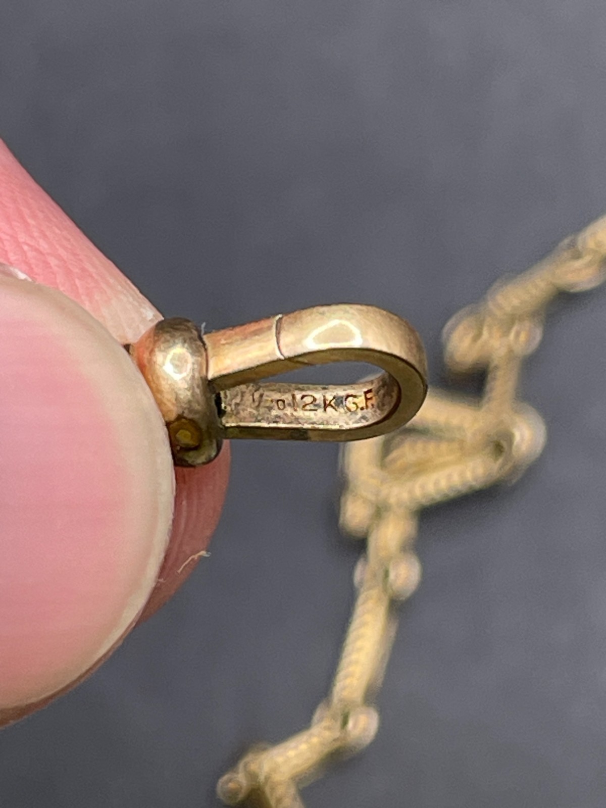 Vintage Signed 1/20 12K Gold Filled Bar Link Chain Necklace Size 12.5″
