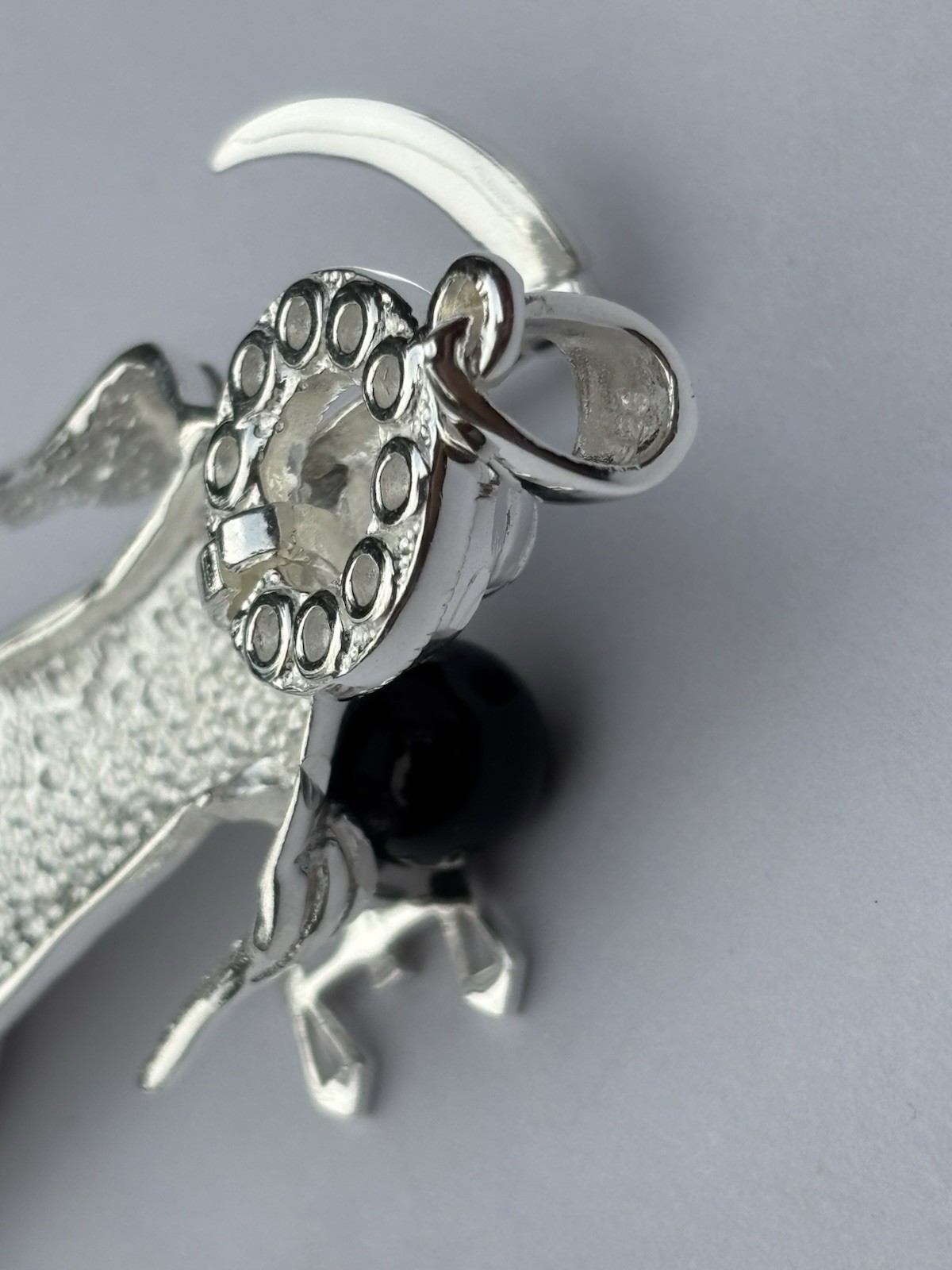2.5″ ICED 925 STERLING SILVER LA SANTA MUERTE GRIM REAPER PENDANT CZ ONYX