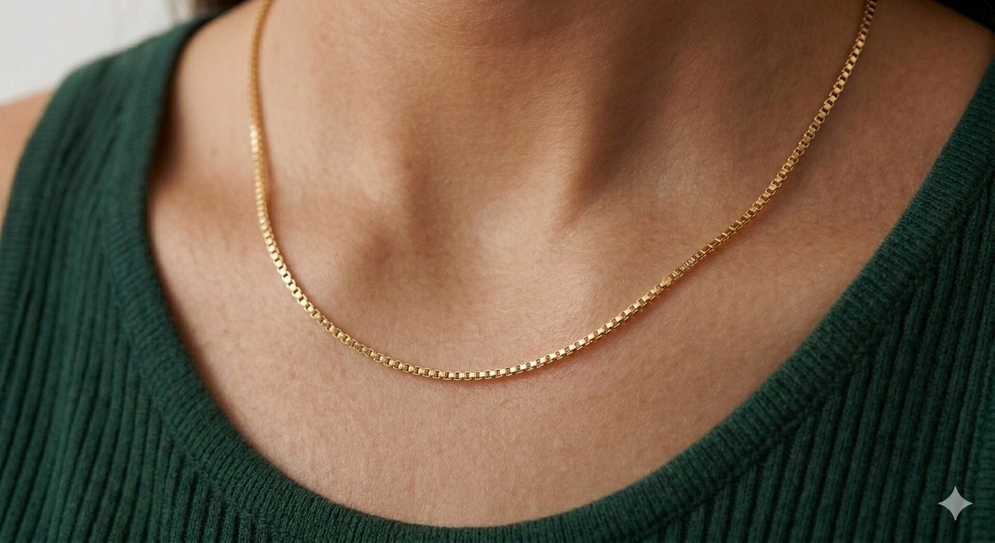 New 14K Yellow Gold Box Chain Necklace 18″ Inch 035 Gauge Solid Italy NWT