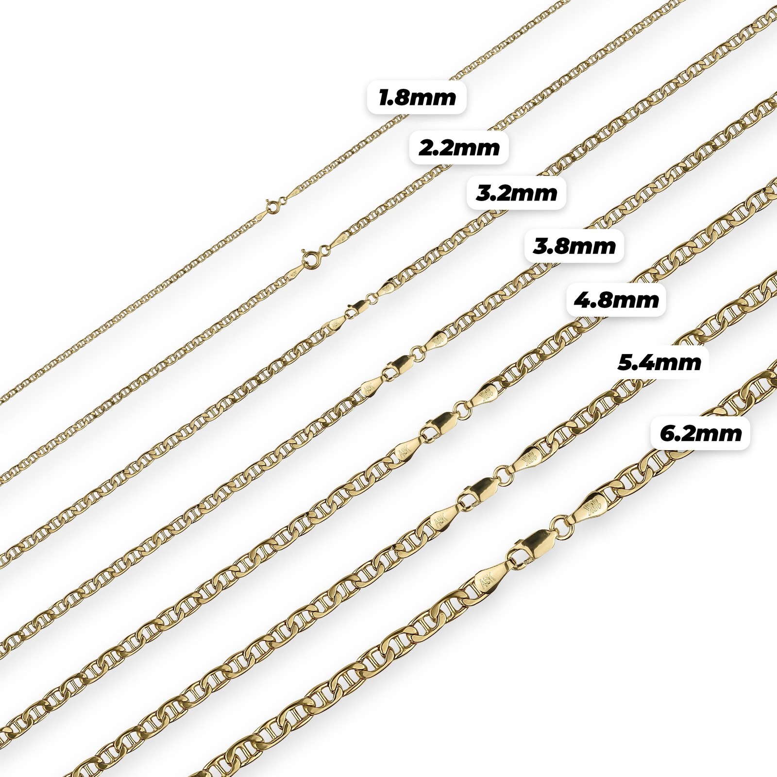 10k Gold Classic Mariner Chain (Hollow)