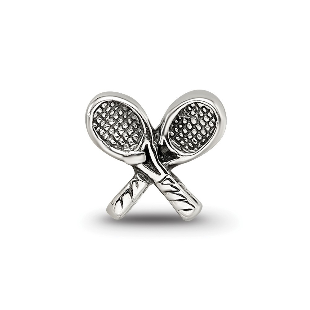 Sterling Silver Reflections Kids Tennis Racquets Bead Pendant Necklace Womens