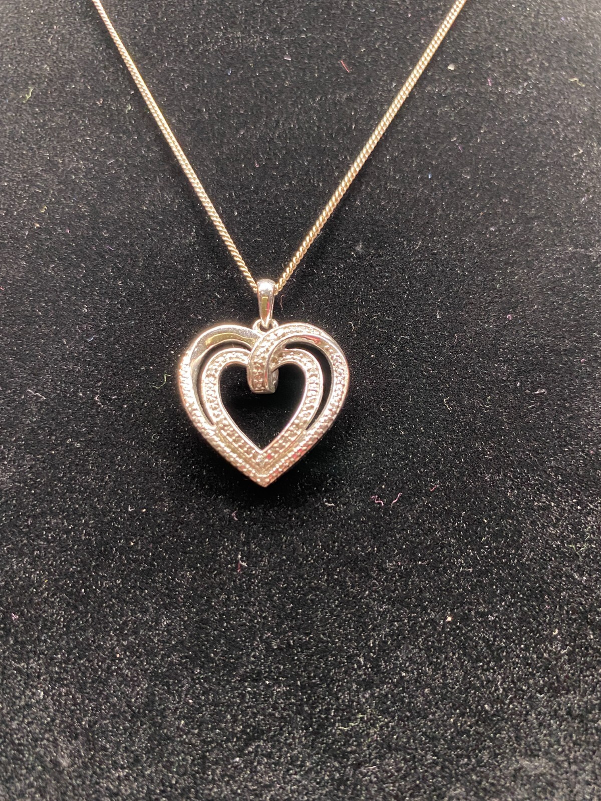 Sterling 925 CZ Heart within a Heart 1 X 0.75 in Pendant, Charm