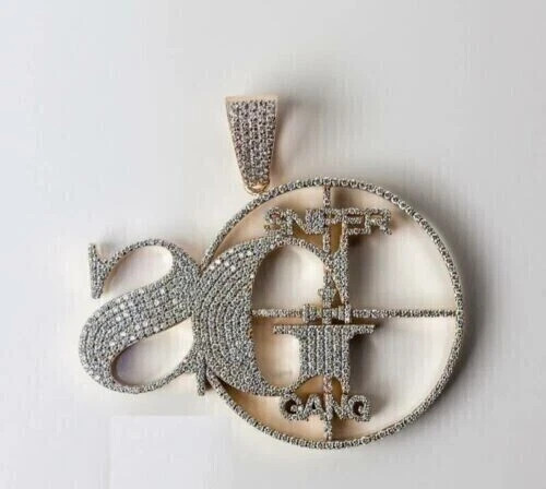 2.20Ct Lab Created Diamond “SNIPER GANG-SG” Name Pendant 14K Rose Gold Plated