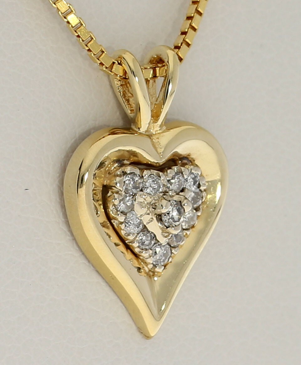 Diamond Heart Pendant Necklace .15CT 14K YG 18” Chain