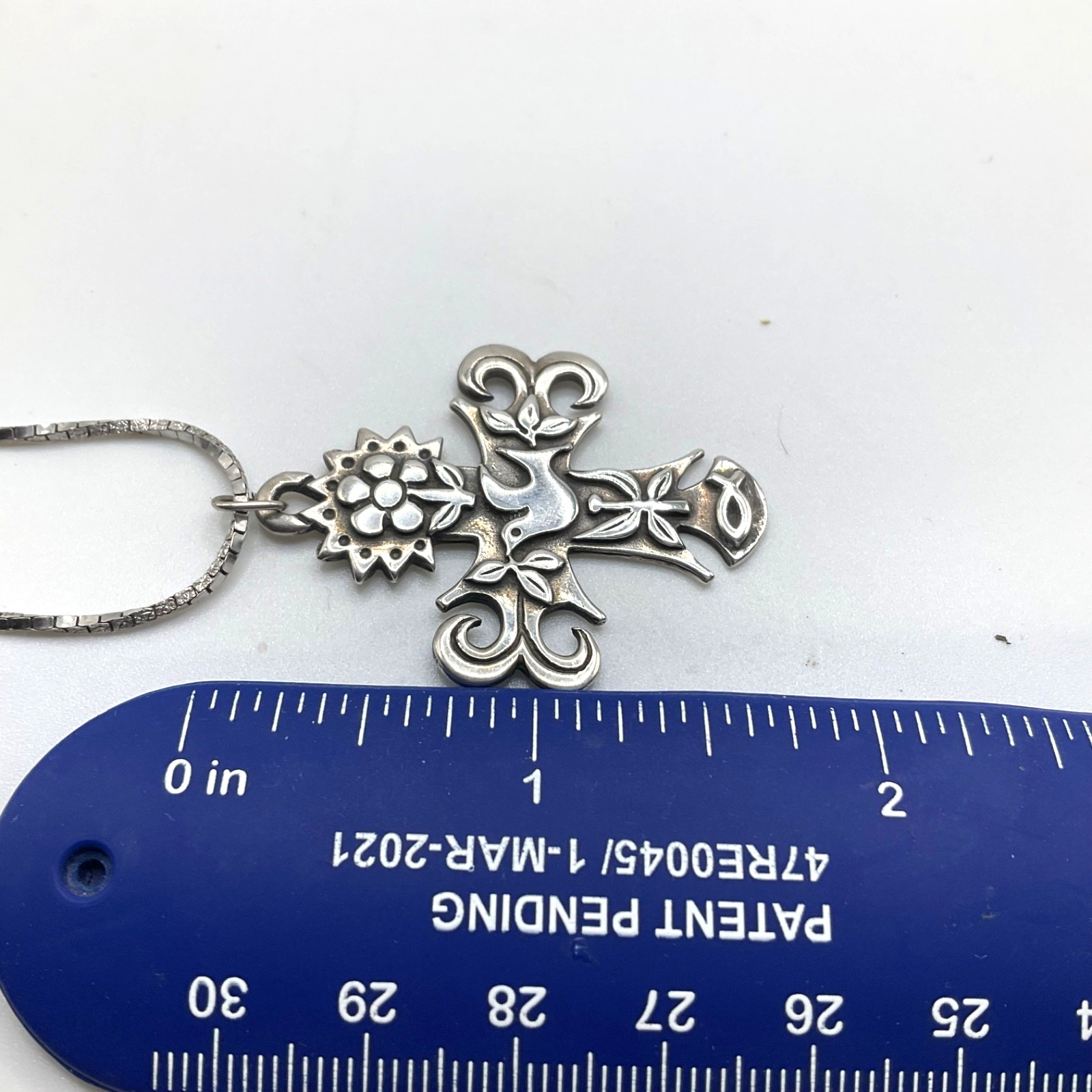 Sterling vintage Primavera peace Hope dove Sunshine Fish cross pendant necklace