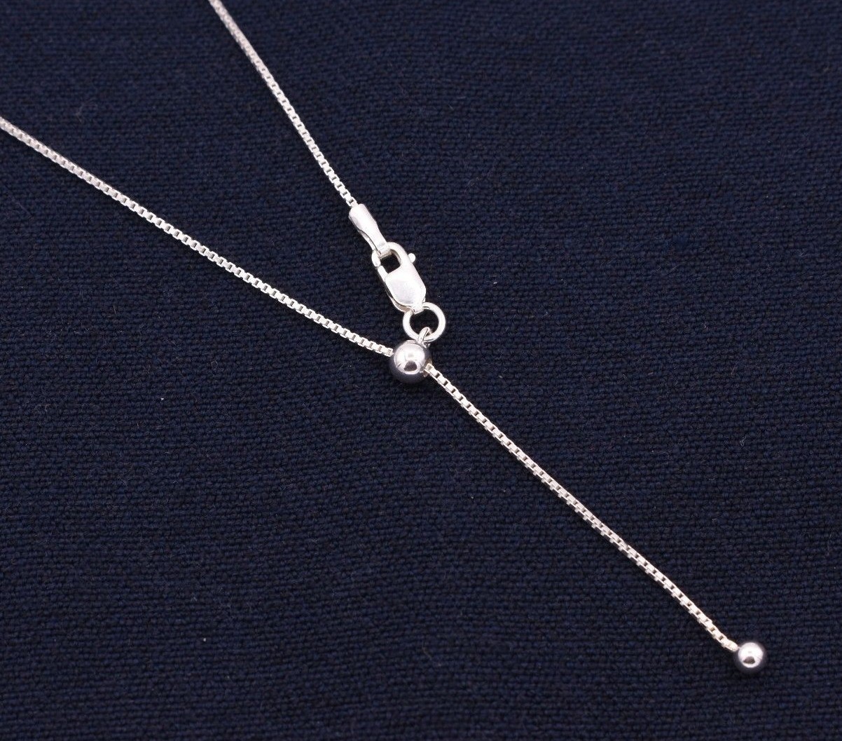 0.80mm Adjustable Box Chain Necklace REAL Sterling Silver Up To 22″ ITALIAN