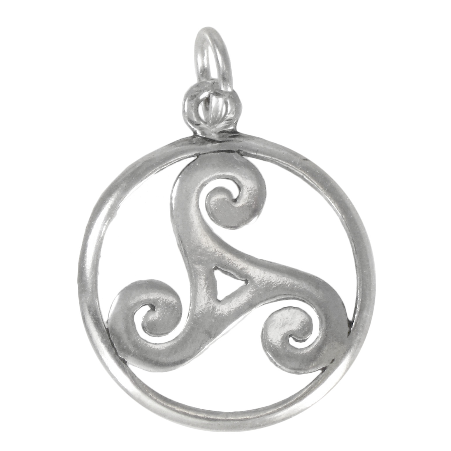 Celtic Open Trinity Knot Spiral Triskelion Sterling Silver Charm Pendant Jewelry