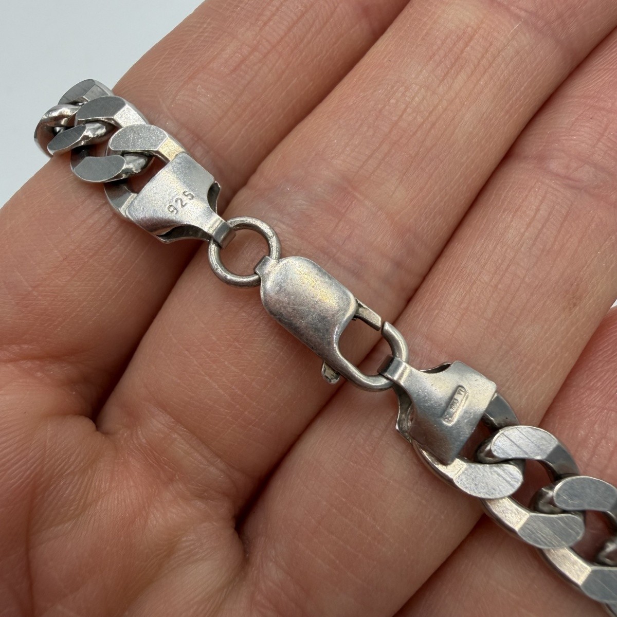 Vintage 925 Sterling Silver Cuban Curb Chain Necklace 8mm Heavy 57.2g