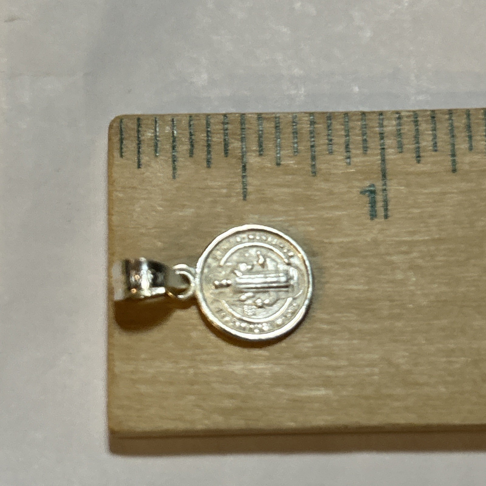 925 Sterling Silver Saint Benedict Medal Round Small 2 Sided Prayer NEW 1g Solid