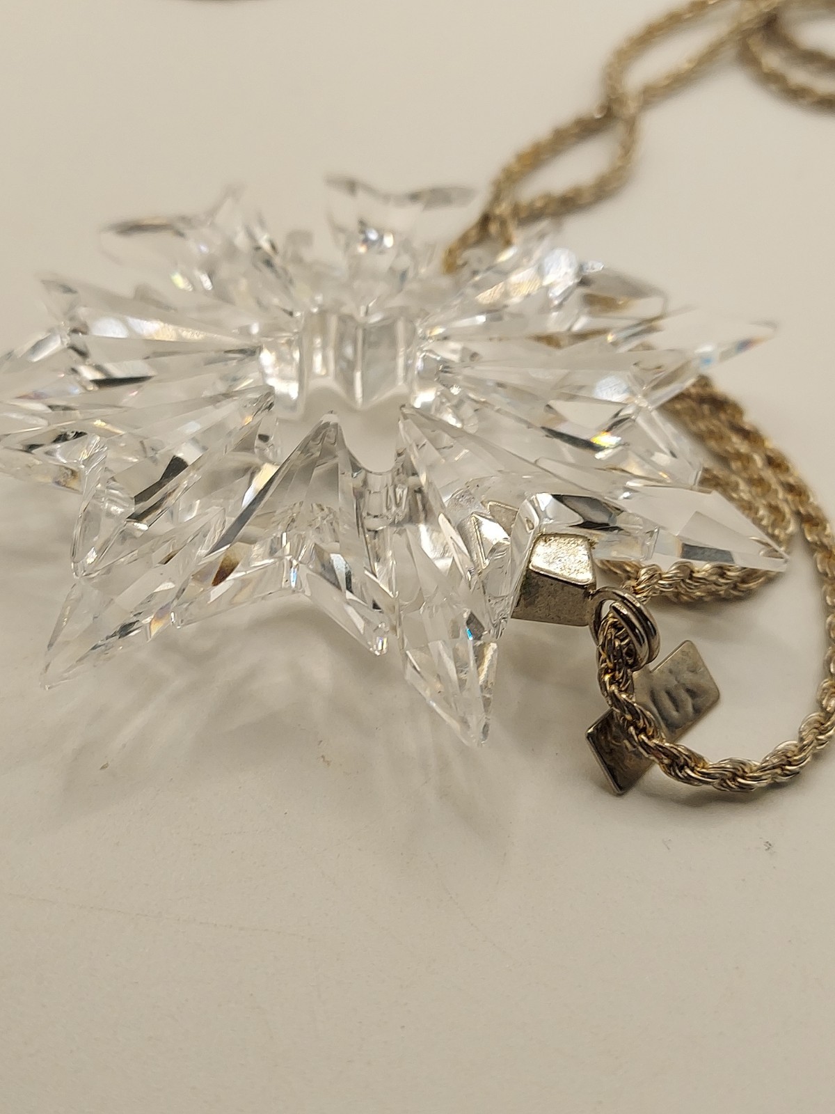 Swarovski Crystal Snowflake Star Pendant 925 Italy Rope Chain 28” 2003