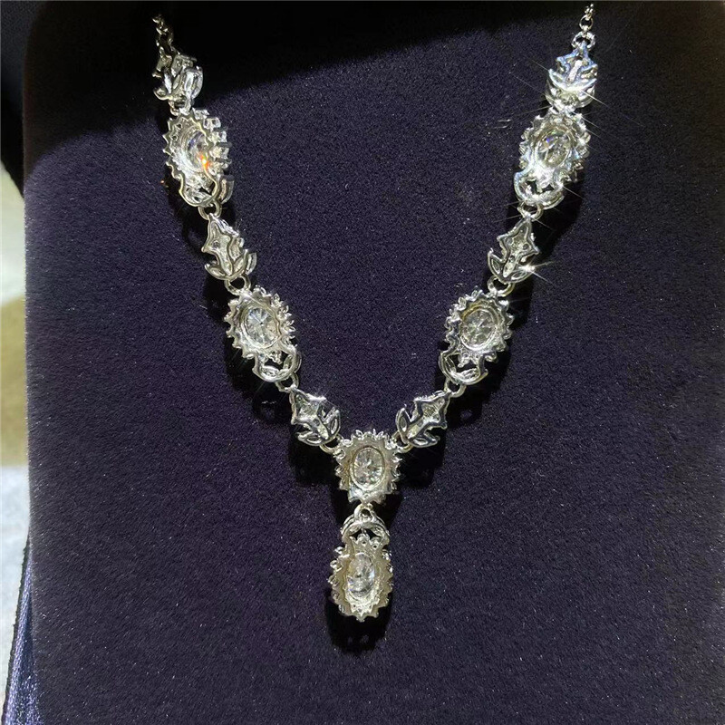 3CT Round Cut Moissanite Tennis Chain Necklace for Women 925 Sterling Silver GRA