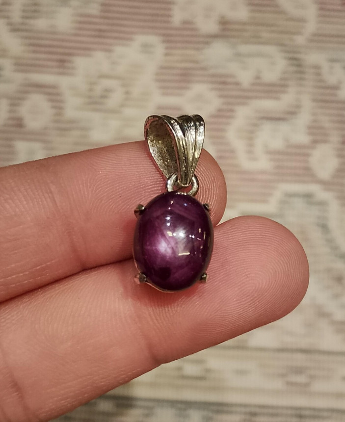 Natural Star Ruby Pendant 925 Sterling Silver Pendant For Unisex Birthday Gift
